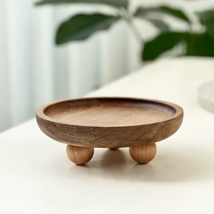 Mini Wooden Pedestal Stand – Rustic Table Riser Organizer for Countertop Displays, Home Decor, Candles, Plants & Kitchen Accessories