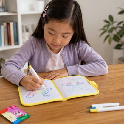 Reusable Doodle Drawing Book-Erasable Coloring and Writing Activity Set for Toddlers Travel Learning and Creative Play