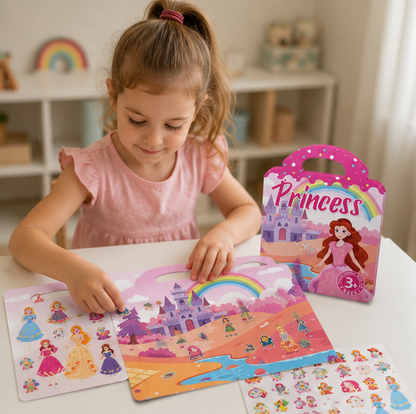 Reusable Sticker Activity Book - Montessori Travel Toy with Multi-Themed Bubble Stickers for Creative Learning
