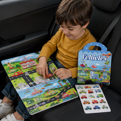 Reusable Sticker Activity Book - Montessori Travel Toy with Multi-Themed Bubble Stickers for Creative Learning