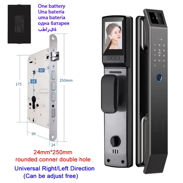 Face Recognition Smart Door Lock – 3D Keyless Digital Lock with Camera, Fingerprint & Password Unlock for Home and Office Security