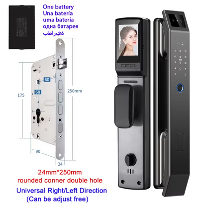 Face Recognition Smart Door Lock – 3D Keyless Digital Lock with Camera, Fingerprint & Password Unlock for Home and Office Security