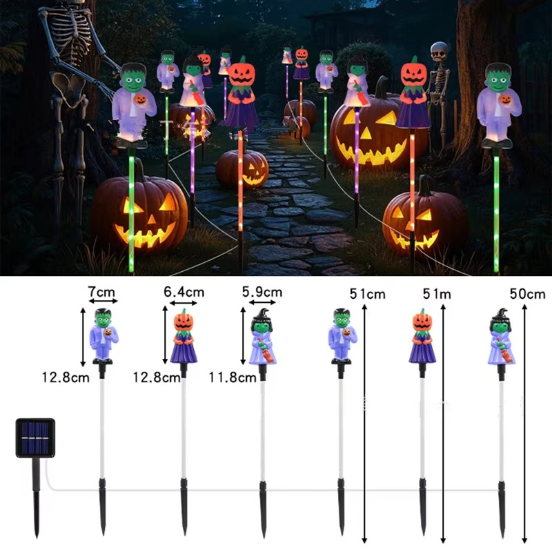 Solar Halloween Lawn Lights – 6-Piece LED Pumpkin & Ghost Garden Decorations for Outdoor Yards, Pathways, Lawns and Holiday Displays