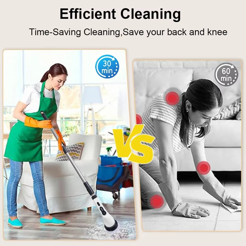 Electric Spin Cleaning Brush – 7-in-1 Cordless Multifunctional Rotary Scrubber for Kitchen, Bathroom, Floors, Tiles and Household Cleaning
