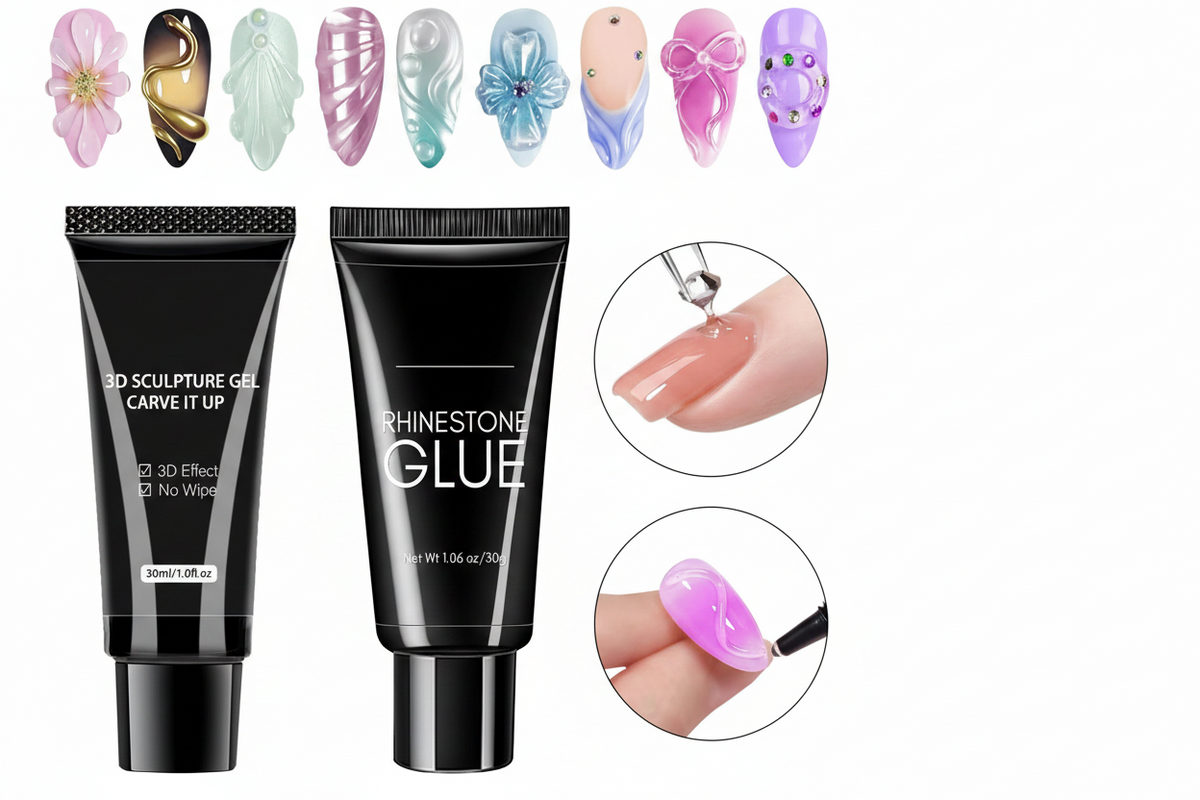 Super Strong Nail Rhinestone Glue – 30g Gel Adhesive for Nail Charms, 3D Bling, Gems, Diamonds and Nail Art Decorations