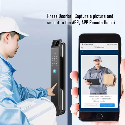 Face Recognition Smart Door Lock – 3D Keyless Digital Lock with Camera, Fingerprint & Password Unlock for Home and Office Security