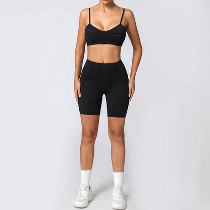 Women’s Gym Workout Set – Sports Bra & Biker Shorts Yoga Outfit for Fitness, Training, Running and Activewear