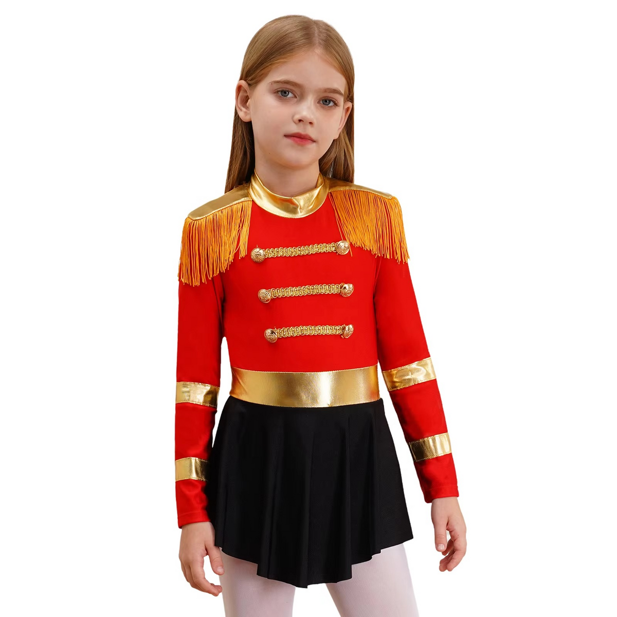 Girls Sequin Magician Costume – Circus Ringmaster Bodysuit Jumpsuit with Hat, Gloves & Magic Wand for Halloween, Stage Performances and Dress-Up