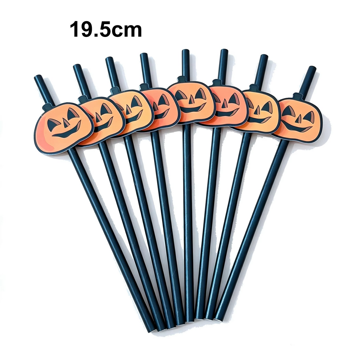 Halloween Disposable Paper Straws – 20–100 Piece Pumpkin Face Drinking Straws for Holiday Parties, Dinner Tables, Decorations and Party Favors