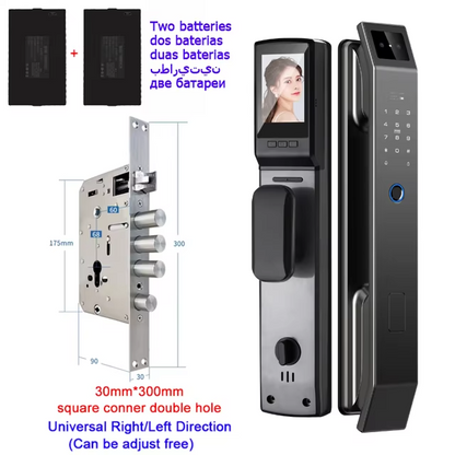 Face Recognition Smart Door Lock – 3D Keyless Digital Lock with Camera, Fingerprint & Password Unlock for Home and Office Security
