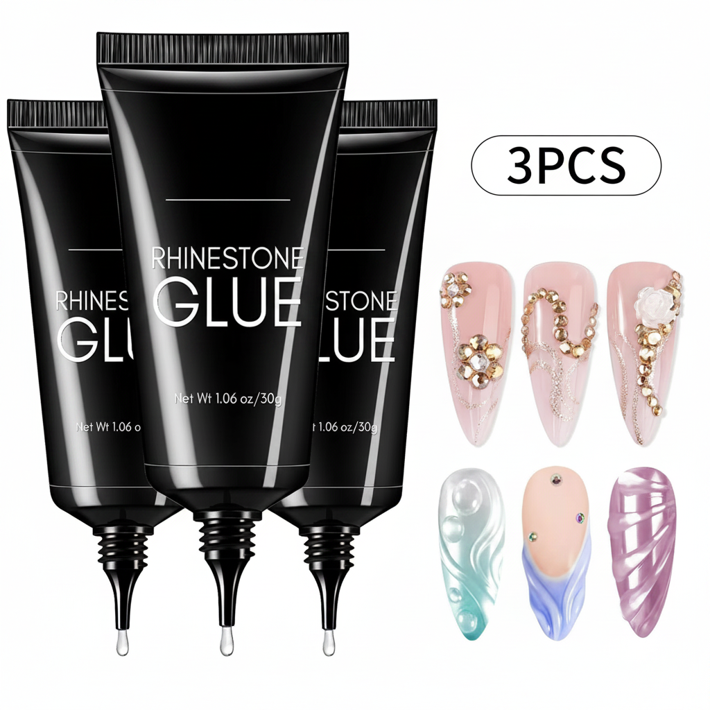 Super Strong Nail Rhinestone Glue – 30g Gel Adhesive for Nail Charms, 3D Bling, Gems, Diamonds and Nail Art Decorations
