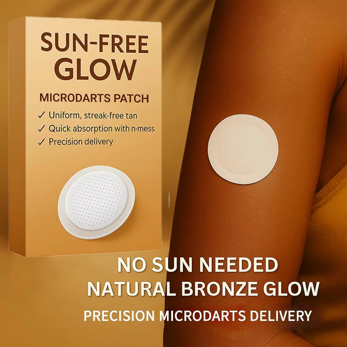 Sun-Free Glow Patches – Advanced Microdart Tanning Patches for a Natural-Looking Bronzed Glow, UV-Free Self-Tanning for Women
