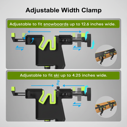 Adjustable Ski & Snowboard Tuning Vise – Stable Non-Slip Vice Grips for Horizontal & Vertical Waxing, Maintenance and Edge Tuning