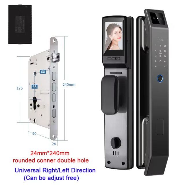 Face Recognition Smart Door Lock – 3D Keyless Digital Lock with Camera, Fingerprint & Password Unlock for Home and Office Security