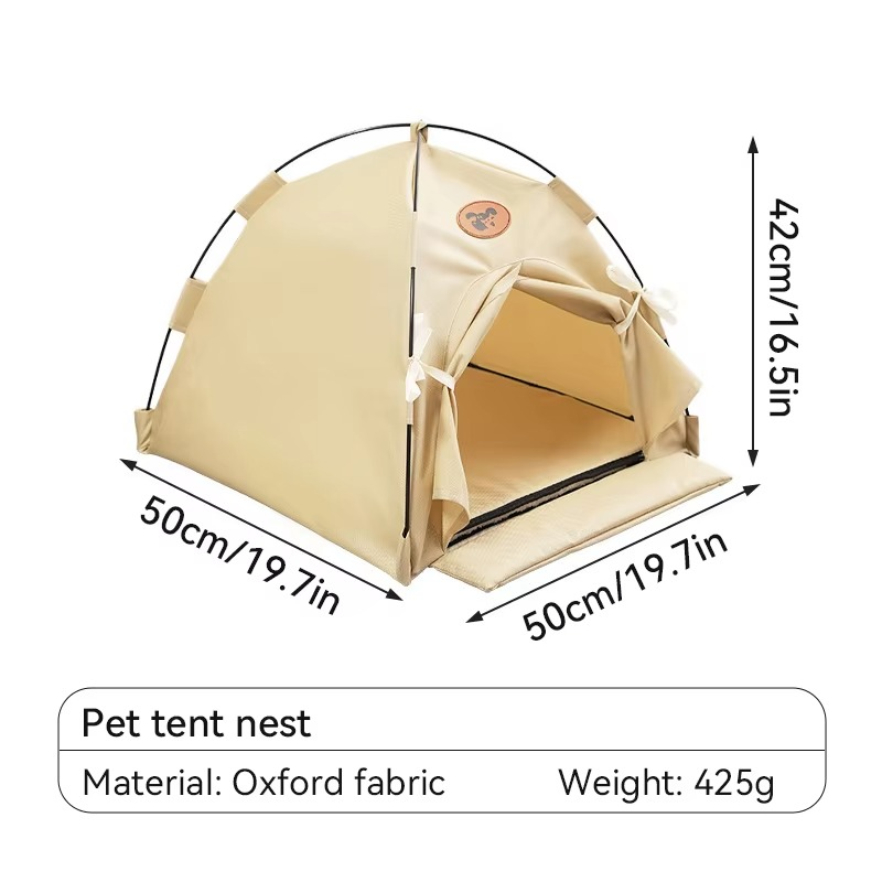 Portable Pet Tent Bed – Semi-Enclosed Oxford Fabric Shelter with Double-Sided Mat for Cats, Dogs, Indoor Resting and Outdoor Camping
