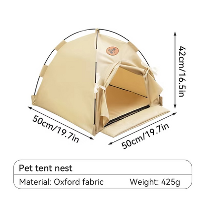 Portable Pet Tent Bed – Semi-Enclosed Oxford Fabric Shelter with Double-Sided Mat for Cats, Dogs, Indoor Resting and Outdoor Camping