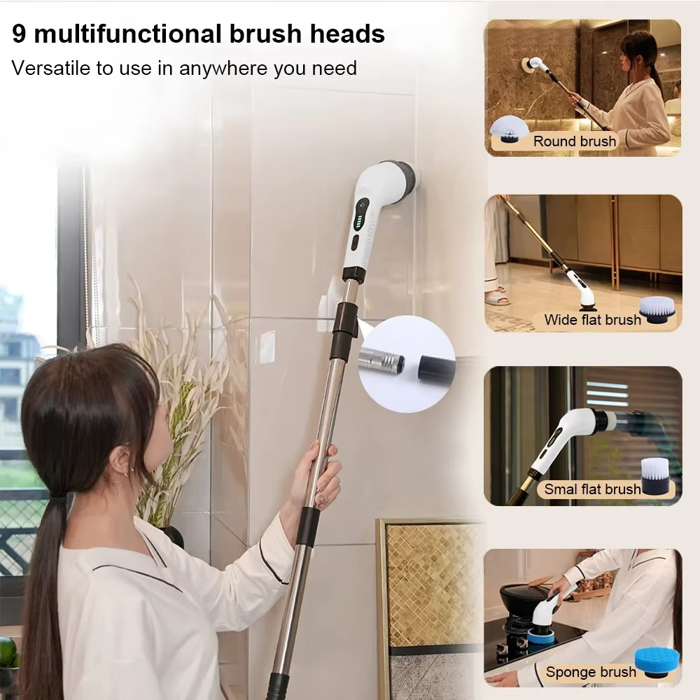 Electric Spin Cleaning Brush – 7-in-1 Cordless Multifunctional Rotary Scrubber for Kitchen, Bathroom, Floors, Tiles and Household Cleaning