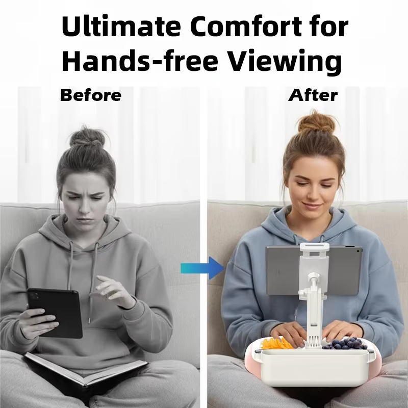 Plush Pillow Phone & Tablet Stand – Adjustable Angle and Length Desktop Holder with Storage Pocket for 5–12.9-Inch Devices
