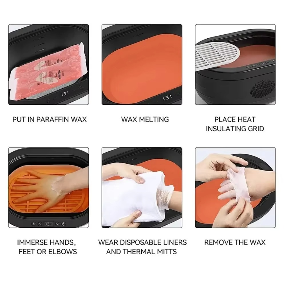 Paraffin Wax Spa Kit – Hand and Foot Moisturizing Set with Cotton Gloves, Wax Brush, Plastic Film Wrap and Spa Accessories