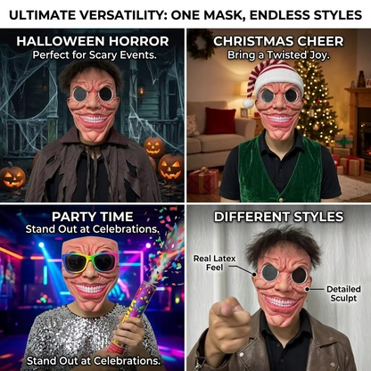 Scary Smile Half-Face Mask – Creepy Black Hole Horror Mask for Halloween, Cosplay, Masquerade Parties, Adult Costumes and Spooky Photo Props