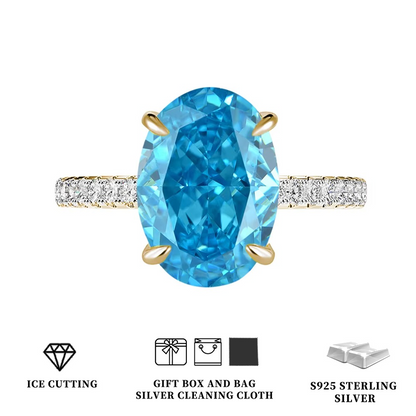 Silver Tanzanite Ring – Mint Green Oval Tanzanite with Ice-Cut Zircon Accents for Women, Elegant Jewelry, Special Occasions and Gifts