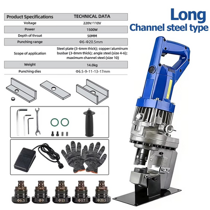 Hydraulic Angle Steel Punching Machine – Heavy-Duty Channel Steel Hole Puncher with Storage Box for Metal Fabrication, Workshop and Industrial Use