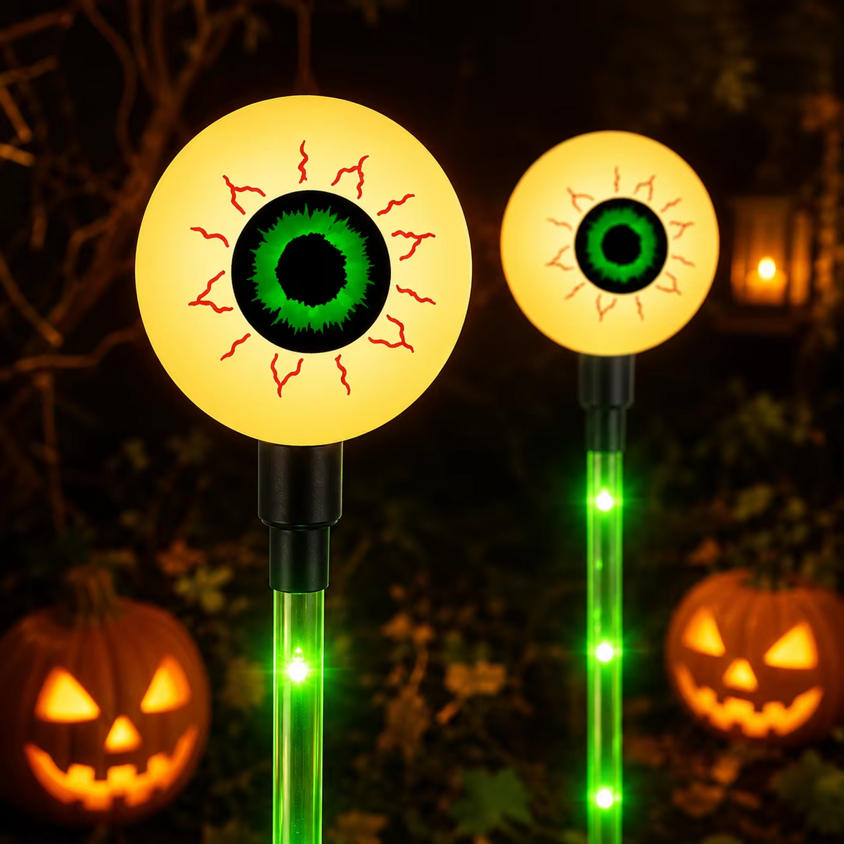 Solar Halloween Eyeball Lights – 6-Pack  IP65 Waterproof Glowing Eye Garden Lights for Outdoor Yards, Pathways, Lawns and Halloween Party Decor