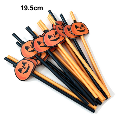Halloween Disposable Paper Straws – 20–100 Piece Pumpkin Face Drinking Straws for Holiday Parties, Dinner Tables, Decorations and Party Favors
