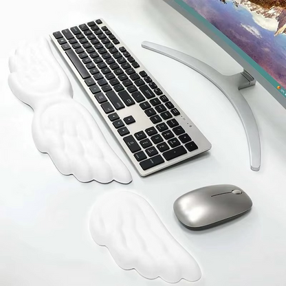 Angel Wing Memory Foam Keyboard & Mouse Wrist Rest Set – Ergonomic Non-Slip Wrist Support Pad for Office, PC, Laptop and Comfortable Typing
