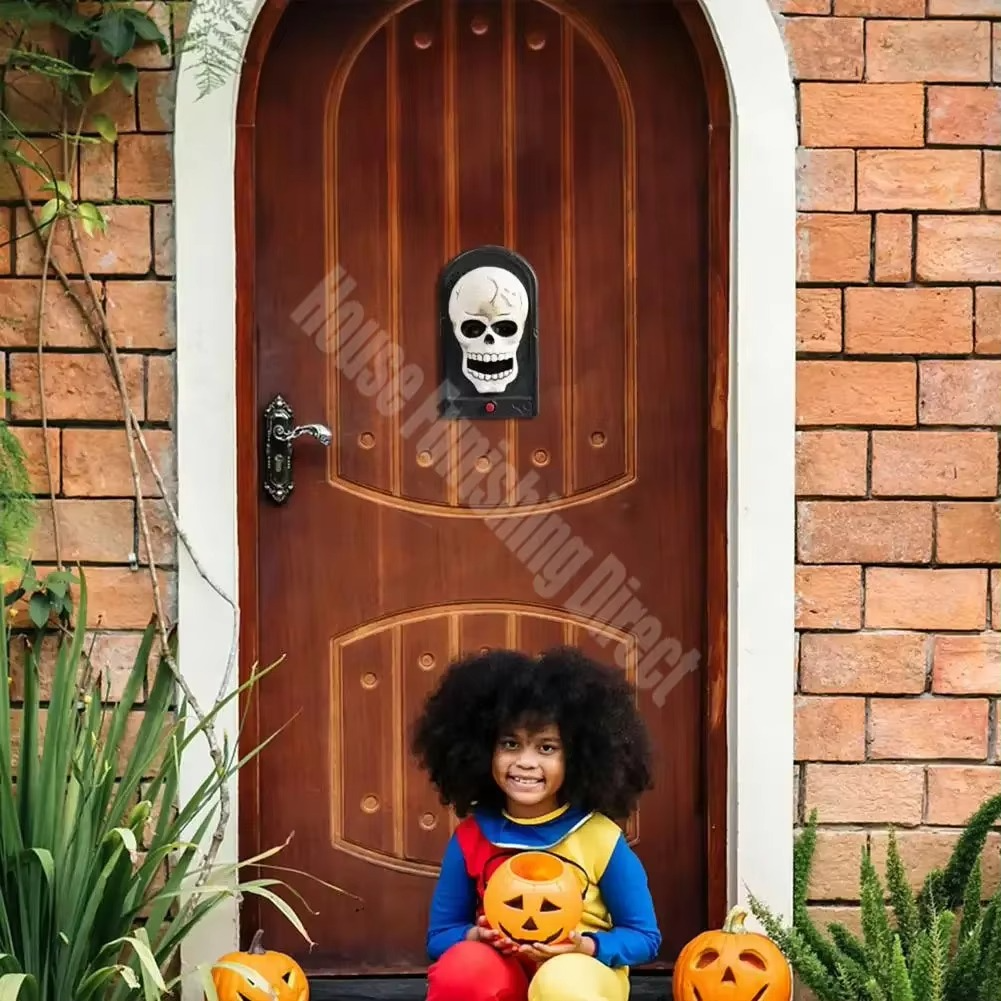 Animated Halloween Haunted Doorbell – Moving Eyeball Decoration with Spooky Sound Effects for Front Doors, Haunted Houses and Halloween Party Decor