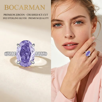 Silver Tanzanite Ring – Mint Green Oval Tanzanite with Ice-Cut Zircon Accents for Women, Elegant Jewelry, Special Occasions and Gifts