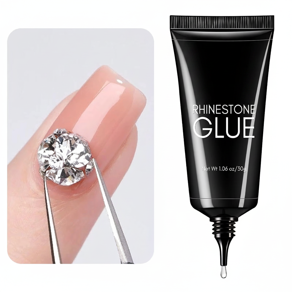 Super Strong Nail Rhinestone Glue – 30g Gel Adhesive for Nail Charms, 3D Bling, Gems, Diamonds and Nail Art Decorations
