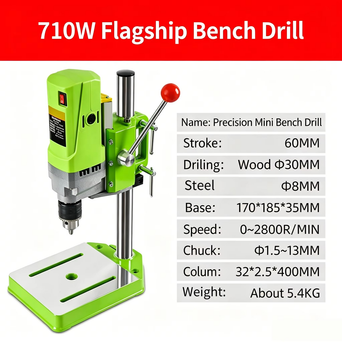 Benchtop Drill Press & Milling Machine – 220V 710/1050W Multifunctional Drilling and Milling Tool for Home Workshops, DIY Projects and Metalworking