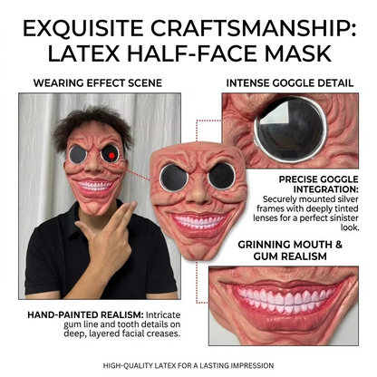 Scary Smile Half-Face Mask – Creepy Black Hole Horror Mask for Halloween, Cosplay, Masquerade Parties, Adult Costumes and Spooky Photo Props