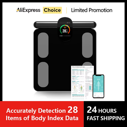 Smart Body Composition Scale – Professional 8-Electrode Bioimpedance Analyzer for Body Fat, Weight and Fitness Tracking