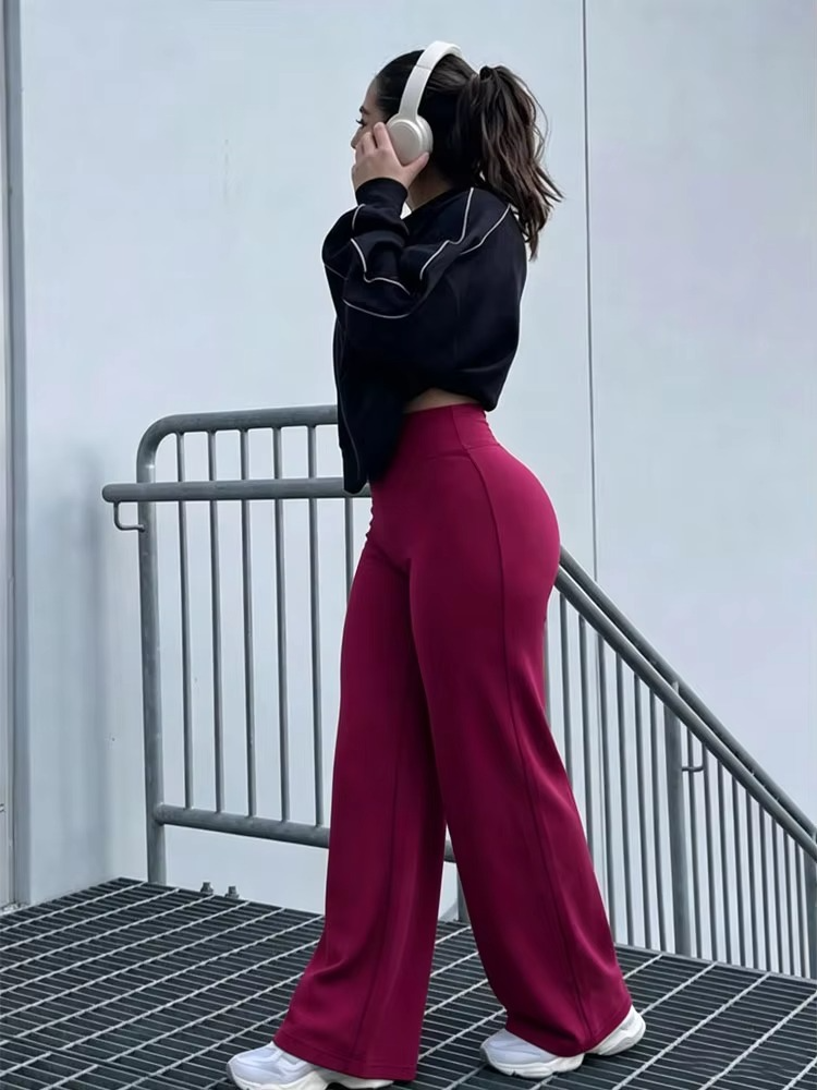 High-Waist Straight-Leg Workout Pants – Skin-Friendly Hip-Lifting Fitness Leggings for Training, Yoga, Casual Sports and Everyday Activewear
