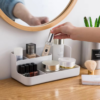 Cosmetic Storage Box – Space-Saving Vanity Organizer with Skincare Shelf for Makeup, Beauty Products, Toiletries and Bathroom Organization