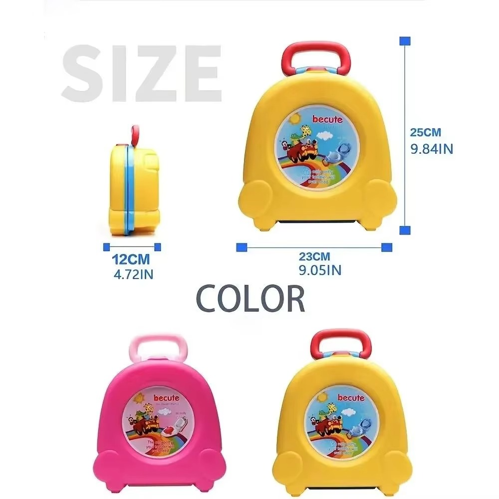 Foldable Kids Travel Potty – Portable Potty Training Toilet Seat with Cartoon Design for Camping, Car Trips, Outdoor Use and Travel