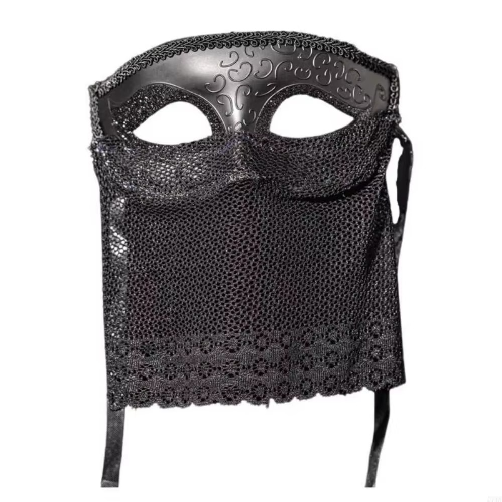 Venetian Half-Face Masquerade Mask – Retro Hollow-Out Design with Veil Details for Cosplay, Costume Parties, Live Performances and Halloween Events