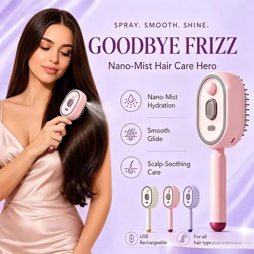 Electric Scalp Massage Comb – 3-in-1 Rechargeable Spray Brush with Steam, Essential Oil Application and Self-Cleaning Design for Hair & Scalp Care