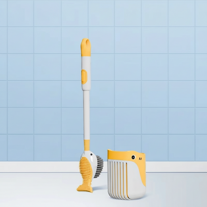 Whale-Shaped Toilet Brush – 360° Cleaning Brush with Silicone Head, Hanging Hole & Wall-Mounted Design for Easy Bathroom Cleaning