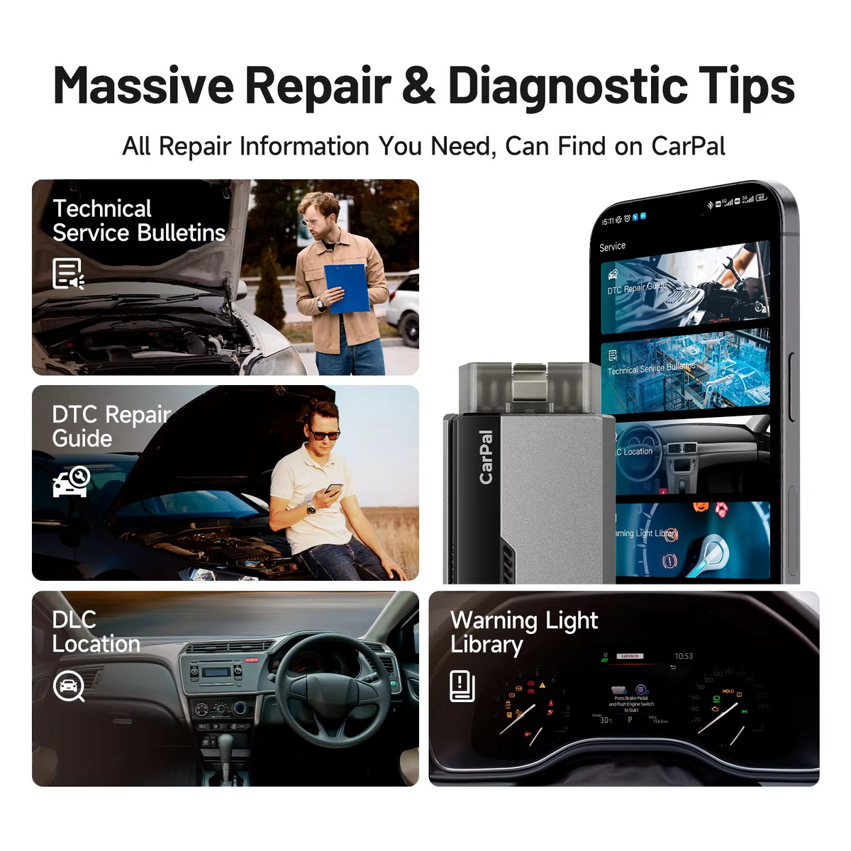OBD2 Car Diagnostic Scanner – All-System Automotive Diagnostic Tool with 6 Reset Functions, I/M Readiness and Battery Check