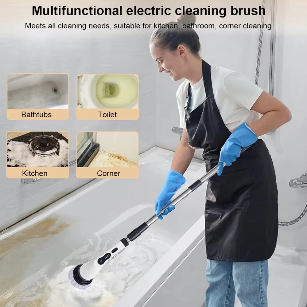 Electric Spin Cleaning Brush – 7-in-1 Cordless Multifunctional Rotary Scrubber for Kitchen, Bathroom, Floors, Tiles and Household Cleaning