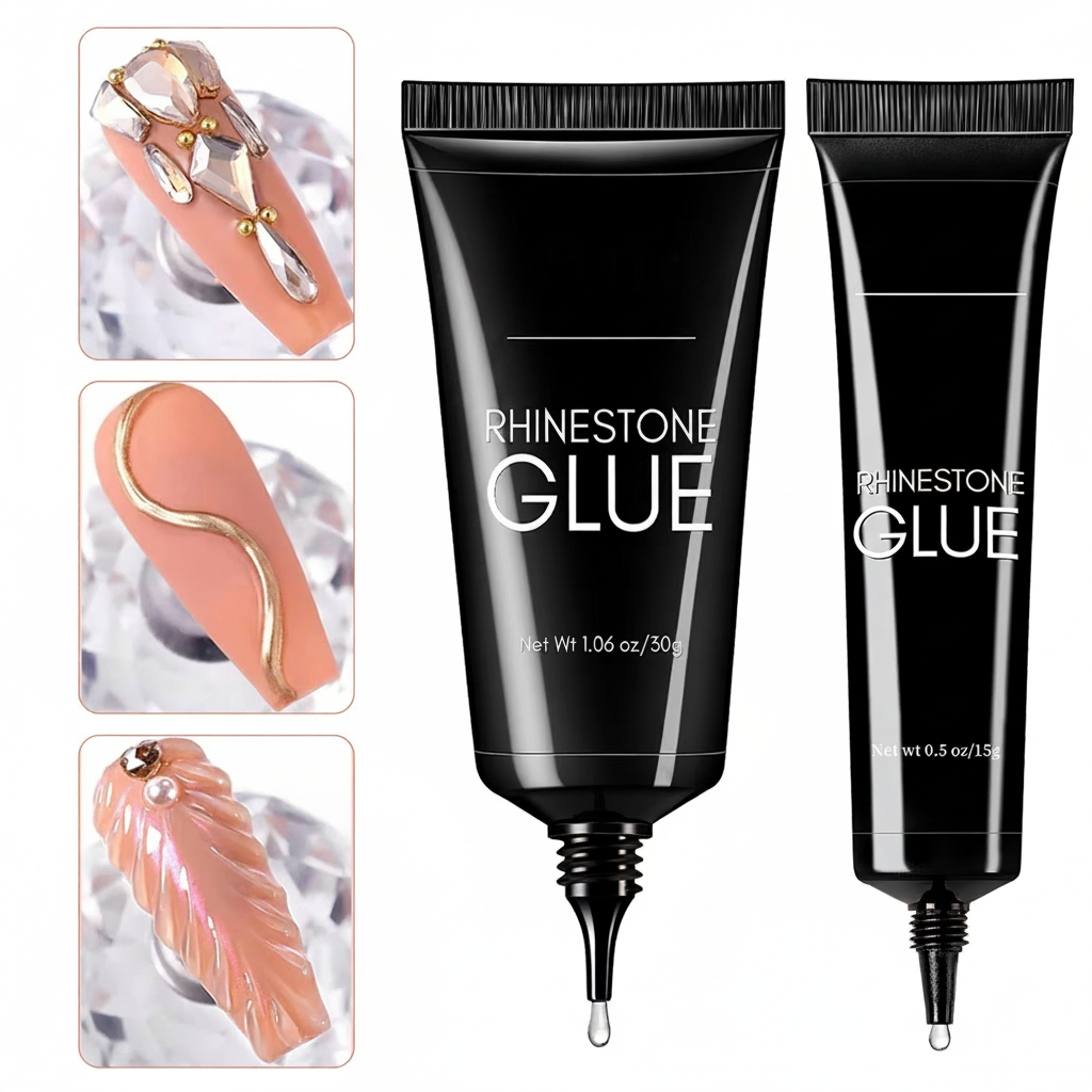 Super Strong Nail Rhinestone Glue – 30g Gel Adhesive for Nail Charms, 3D Bling, Gems, Diamonds and Nail Art Decorations