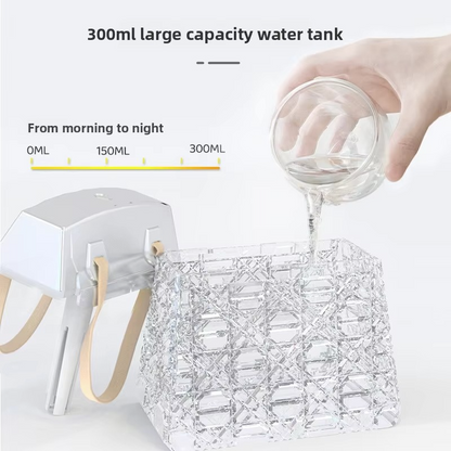 Crystal Bag Air Humidifier – 300ml USB Rechargeable Aroma Diffuser with Color Lights & Mist Sprayer for Home, Bedroom and Relaxation
