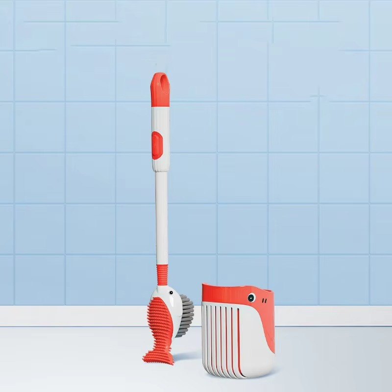 Whale-Shaped Toilet Brush – 360° Cleaning Brush with Silicone Head, Hanging Hole & Wall-Mounted Design for Easy Bathroom Cleaning