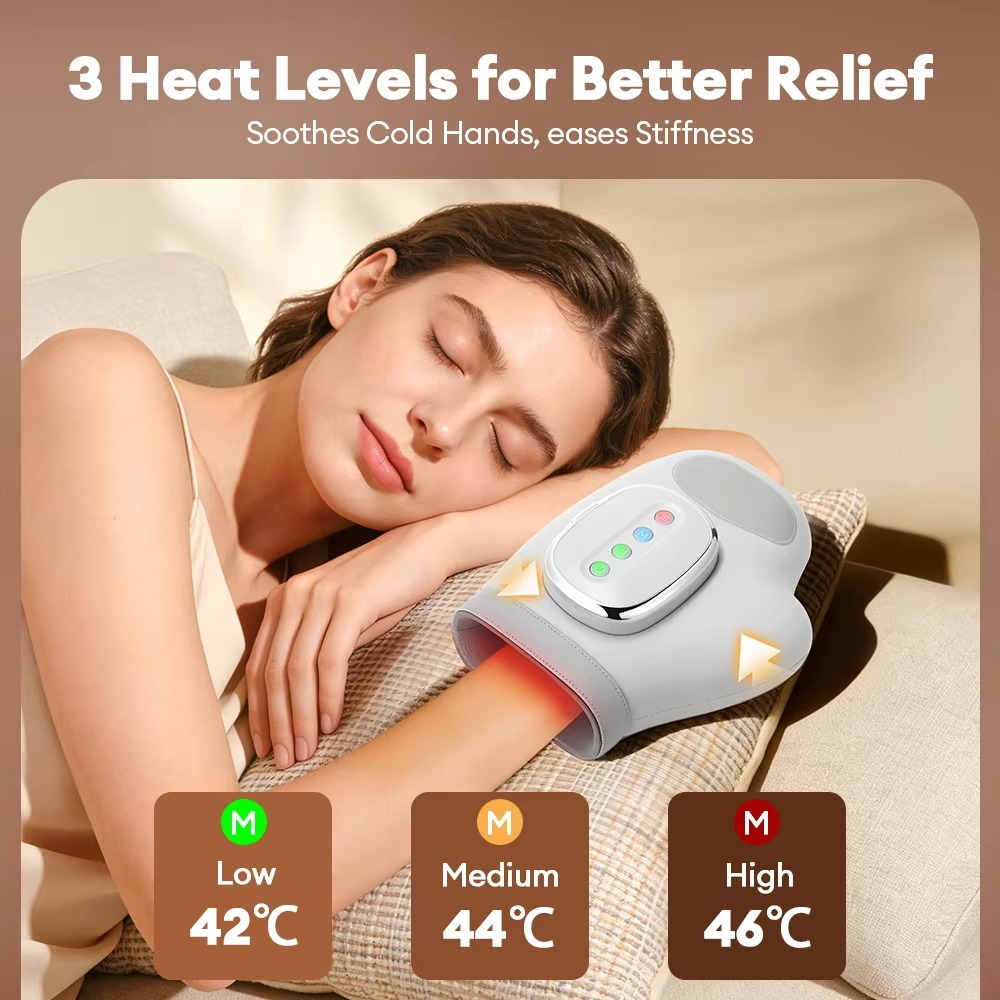 Electric Hand Massager – Air Compression Massage Glove with Kneading Pressure for Fingers, Thumb, Palm and Hand Relaxation
