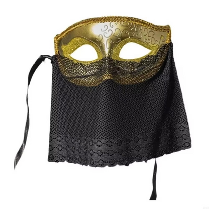 Venetian Half-Face Masquerade Mask – Retro Hollow-Out Design with Veil Details for Cosplay, Costume Parties, Live Performances and Halloween Events