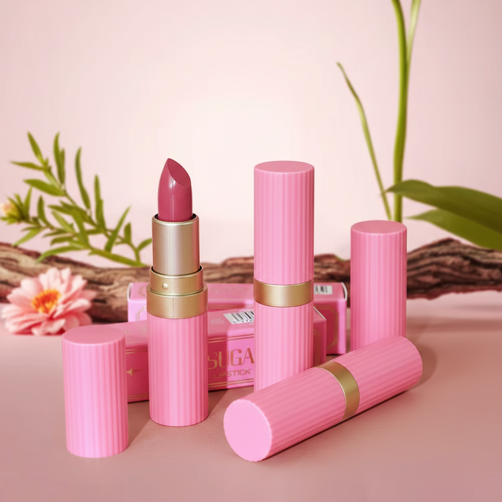 Pearlescent Pink Glitter Lipstick – Metallic Matte Shimmer Lip Color with Waterproof, Long-Lasting Finish for Sparkling Diamond-Look Makeup