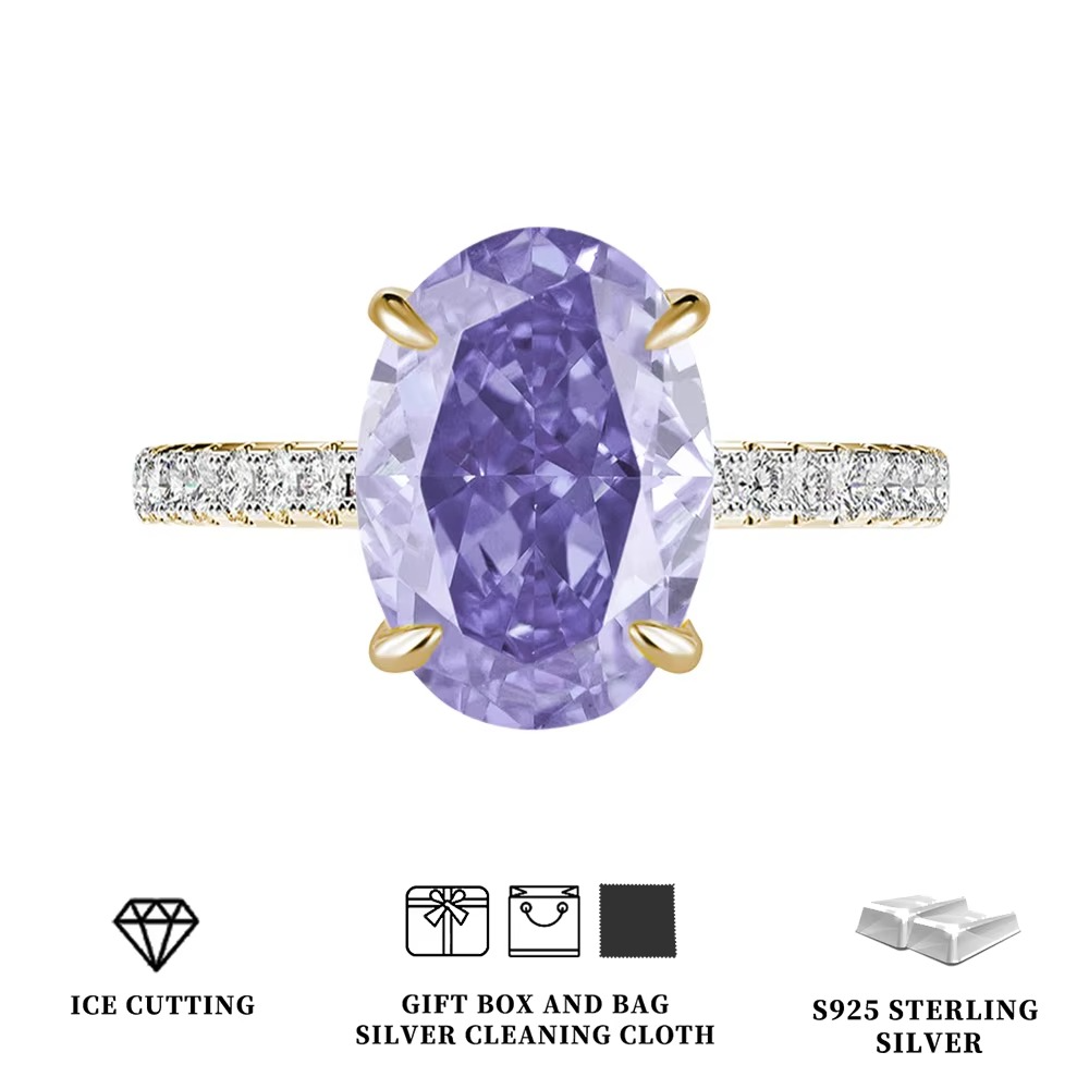 Silver Tanzanite Ring – Mint Green Oval Tanzanite with Ice-Cut Zircon Accents for Women, Elegant Jewelry, Special Occasions and Gifts